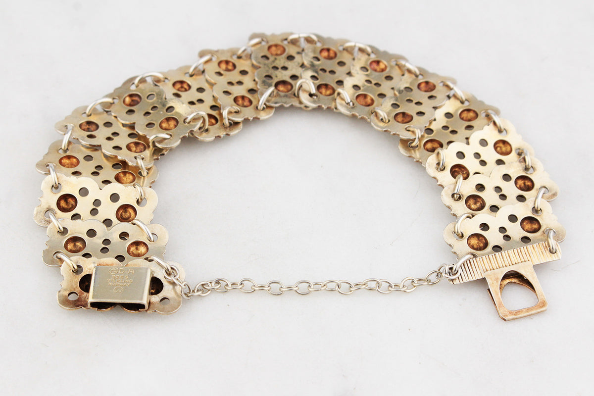 MID-CENTURY STERLING SILVER DAVID ANDERSON ENAMEL BRACELET