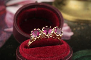 RHODOLITE GARNET TRILOGY RING 9ct GOLD