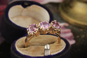 PINK SAPPHIRE TRILOGY RING 9ct GOLD