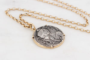 ANTIQUE ART NOUVEAU 1901 SILVER & GOLD PENDANT