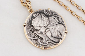 ANTIQUE ART NOUVEAU 1901 SILVER & GOLD PENDANT