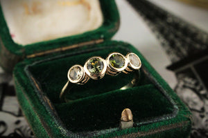 FOUR STONE GREEN SAPPHIRE RING 9ct GOLD