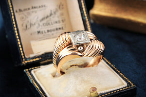 VINTAGE 1940’S DIAMOND TANK RING 18ct GOLD