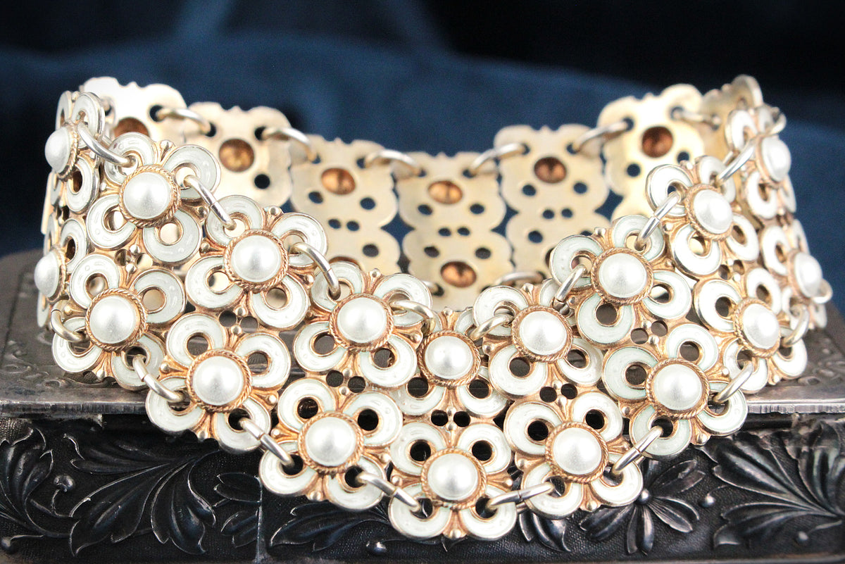 MID-CENTURY STERLING SILVER DAVID ANDERSON ENAMEL BRACELET