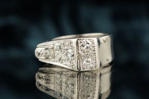 LATE ART DECO ERA, c1930's PLATINUM DIAMOND COCKTAIL RING