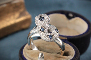 ITALIAN DESIGNER CEYLON SAPPHIRE & DIAMOND SERPENT RING 18ct GOLD