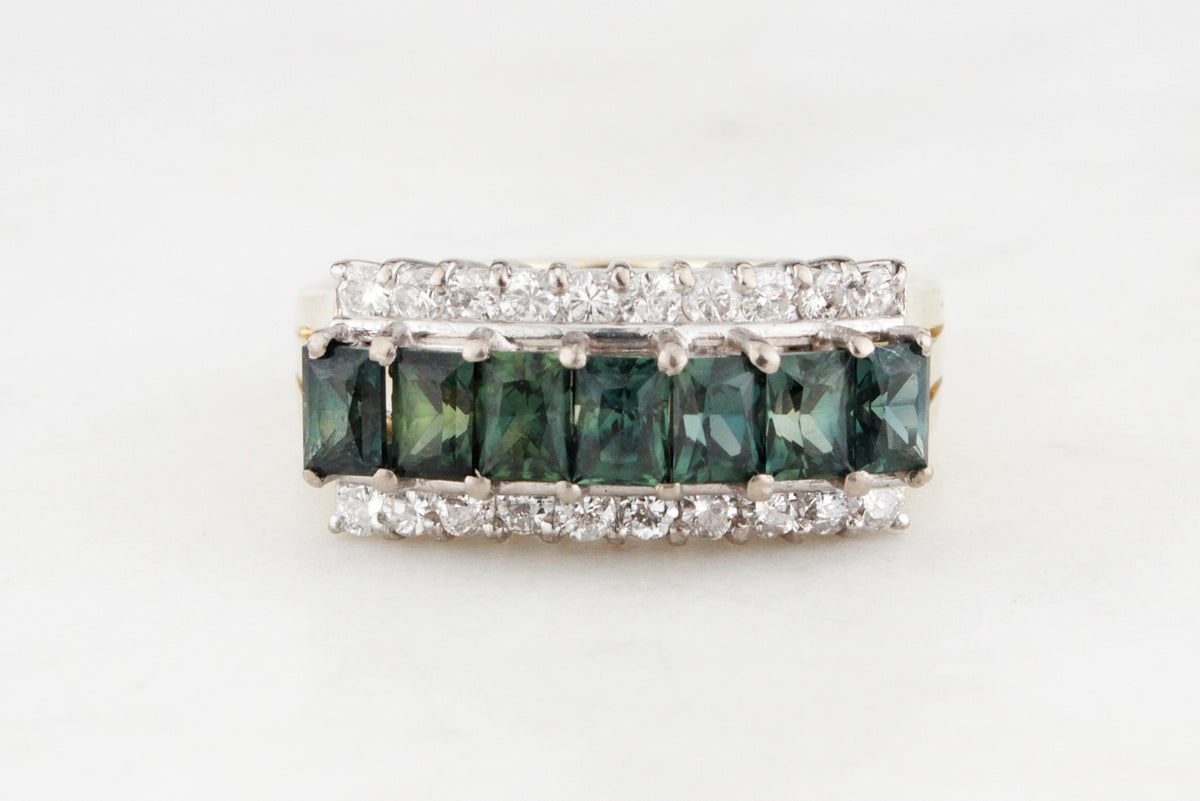 VINTAGE SAPPHIRE &amp; DIAMOND RING 14ct GOLD