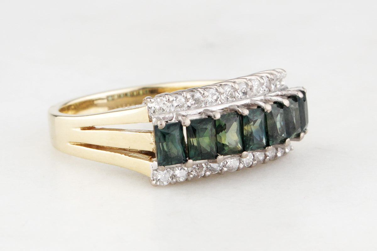 VINTAGE SAPPHIRE &amp; DIAMOND RING 14ct GOLD