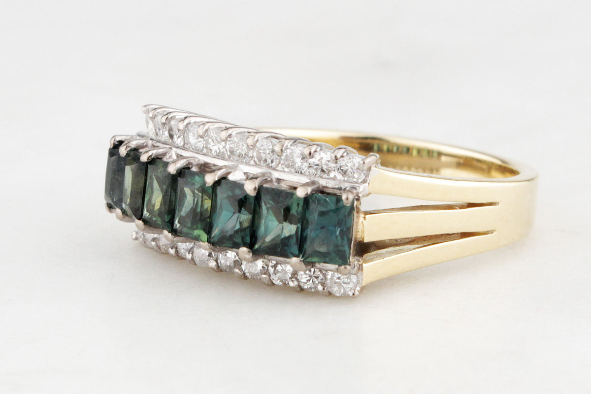 VINTAGE SAPPHIRE &amp; DIAMOND RING 14ct GOLD