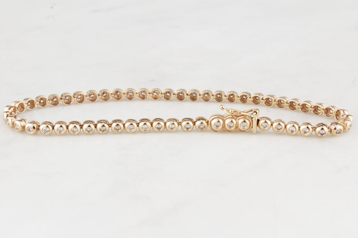 VINTAGE 1ct DIAMOND LINE BRACELET 9ct GOLD