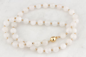 MOONSTONE & GOLD BEAD NECKLACE 14ct GOLD