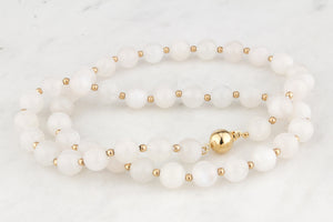 MOONSTONE & GOLD BEAD NECKLACE 14ct GOLD