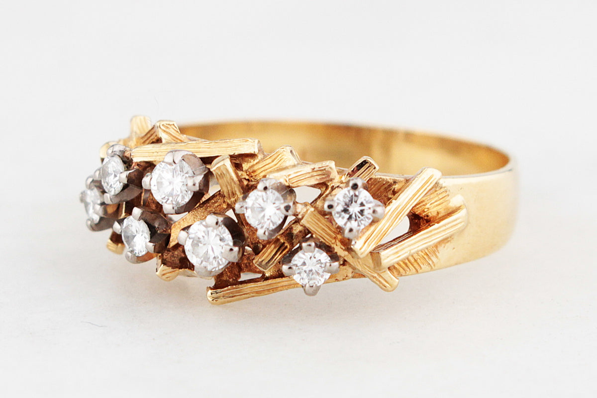 MID-CENTURY DIAMOND RING 18ct GOLD &amp; PALLADIUM