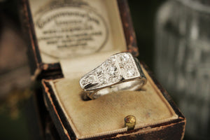 LATE ART DECO ERA, c1930's PLATINUM DIAMOND COCKTAIL RING