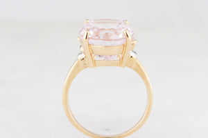 VINTAGE 9.30ct KUNZITE & DIAMOND RING 14ct GOLD