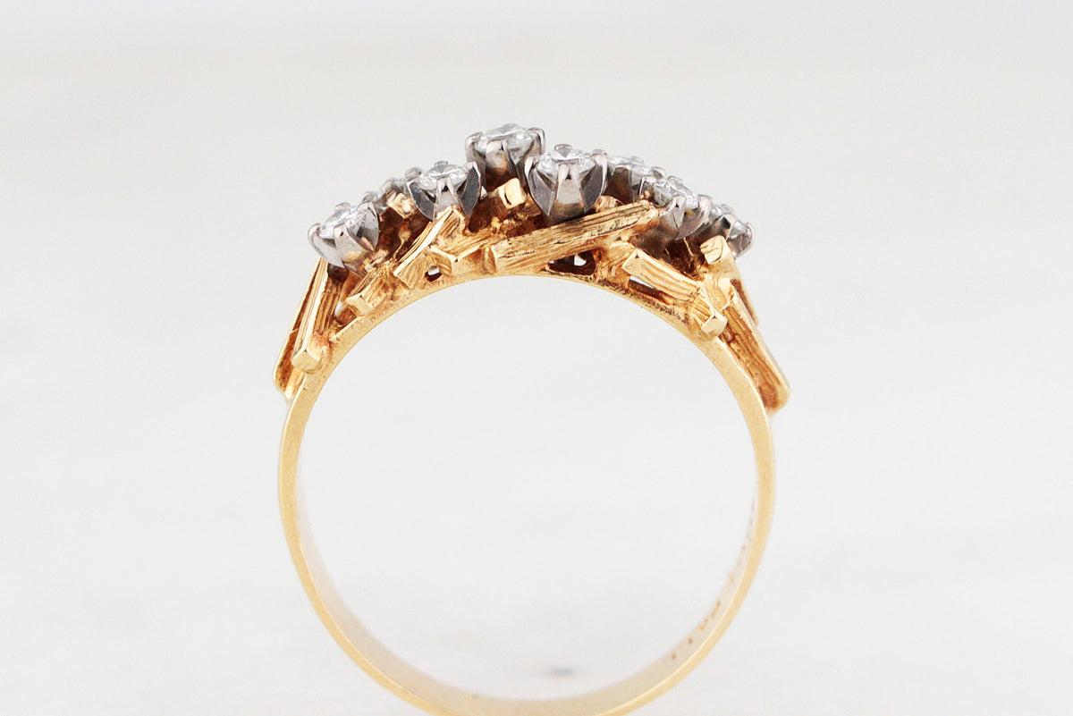 MID-CENTURY DIAMOND RING 18ct GOLD &amp; PALLADIUM