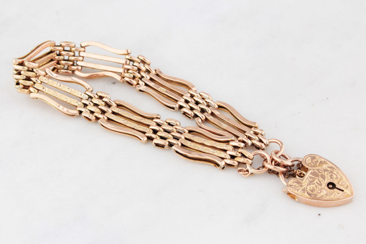 ANTIQUE EDWARDIAN GATE LINK BRACELET 9ct GOLD