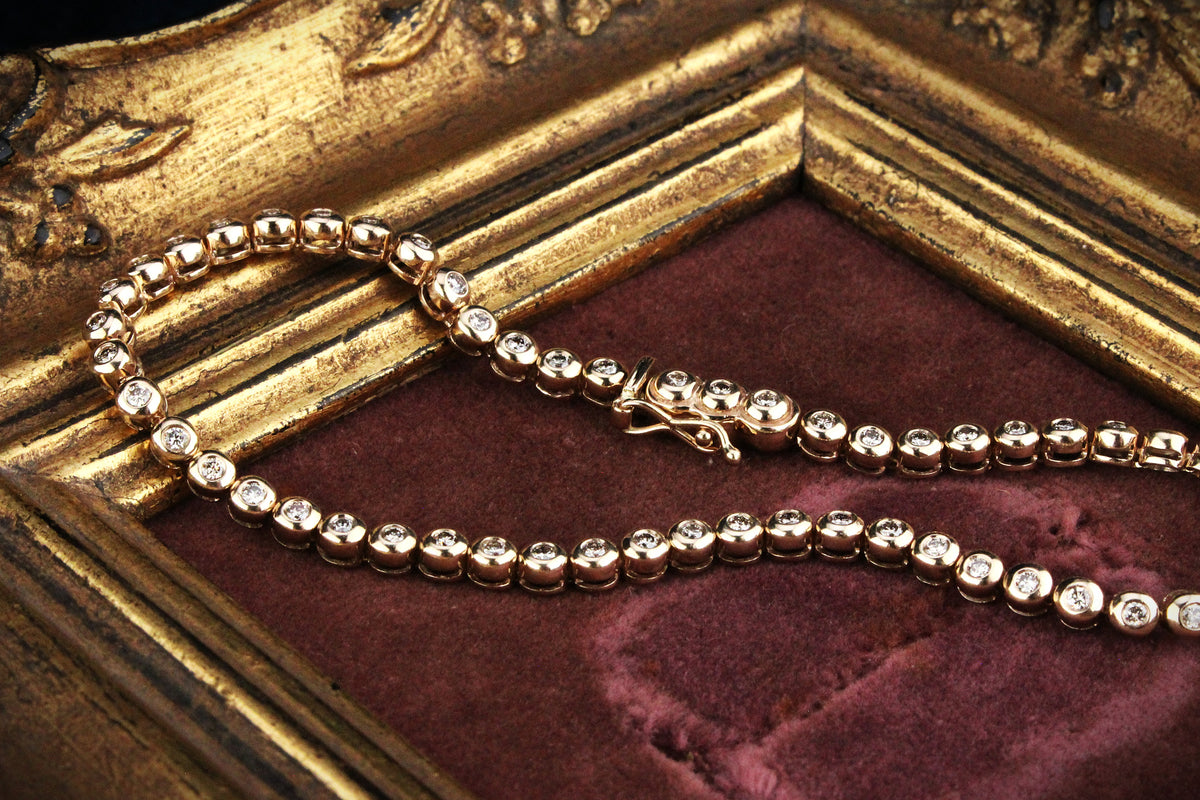 VINTAGE 1ct DIAMOND LINE BRACELET 9ct GOLD