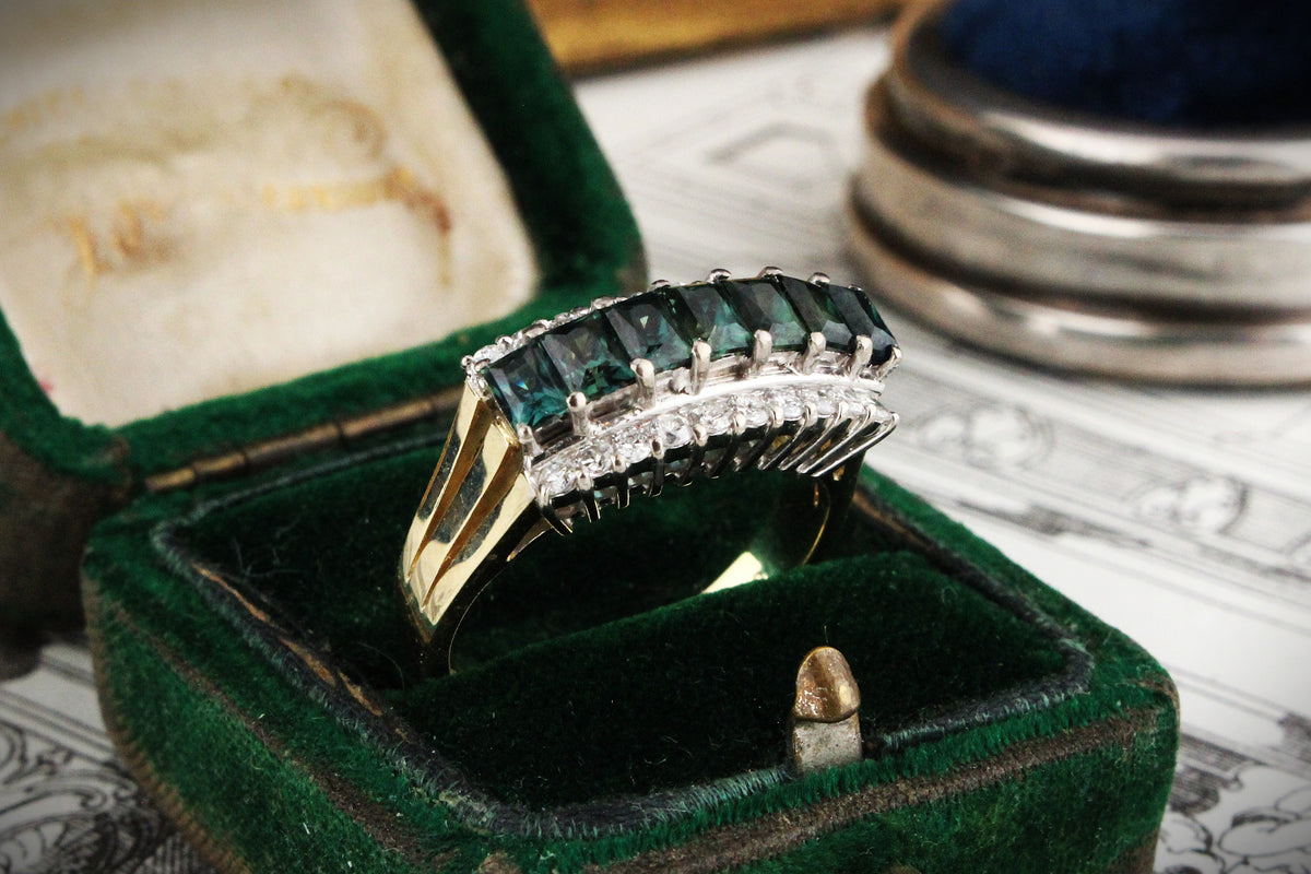 VINTAGE SAPPHIRE &amp; DIAMOND RING 14ct GOLD