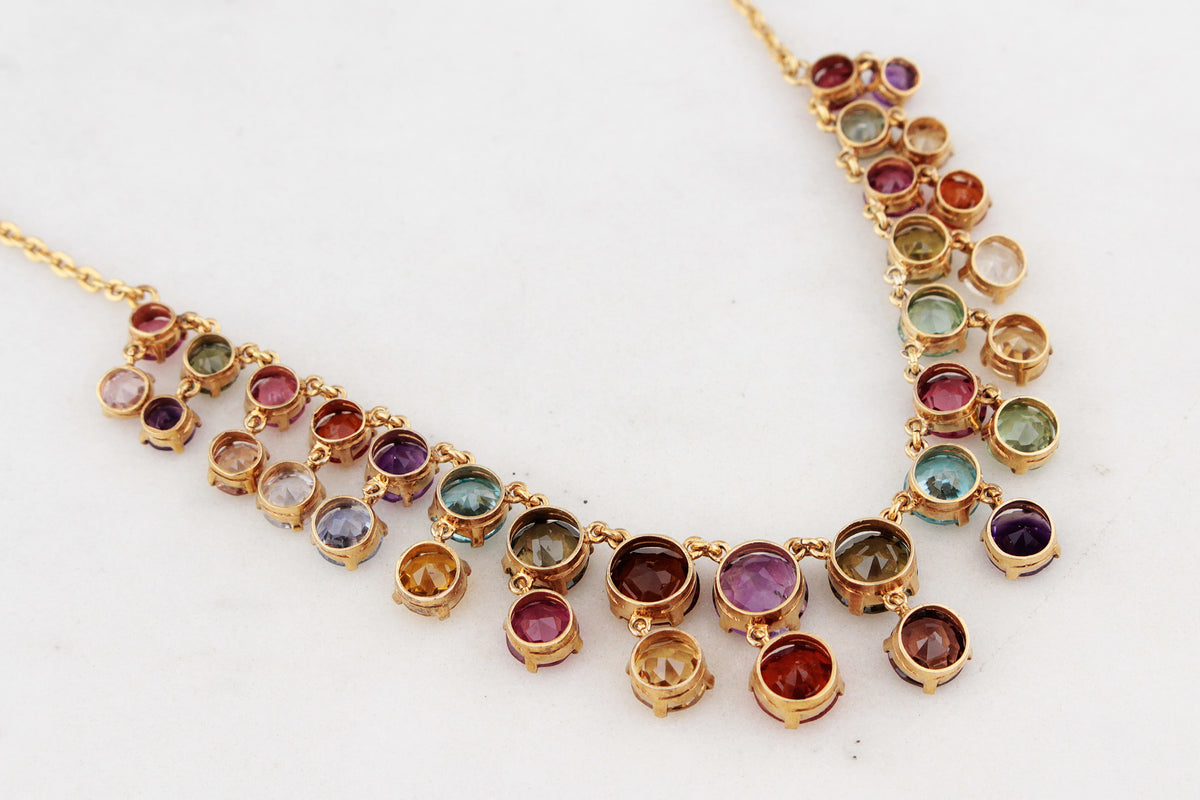 ANTIQUE EDWARDIAN c1900 HARLEQUIN NECKLACE 9ct GOLD