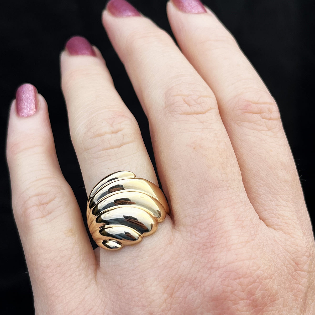 RETRO ESTATE FAN SHAPED RING 9ct GOLD