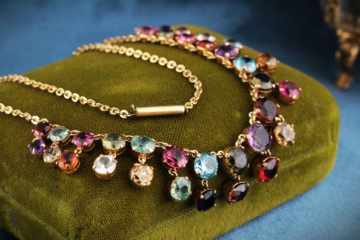 ANTIQUE EDWARDIAN c1900 HARLEQUIN NECKLACE 9ct GOLD
