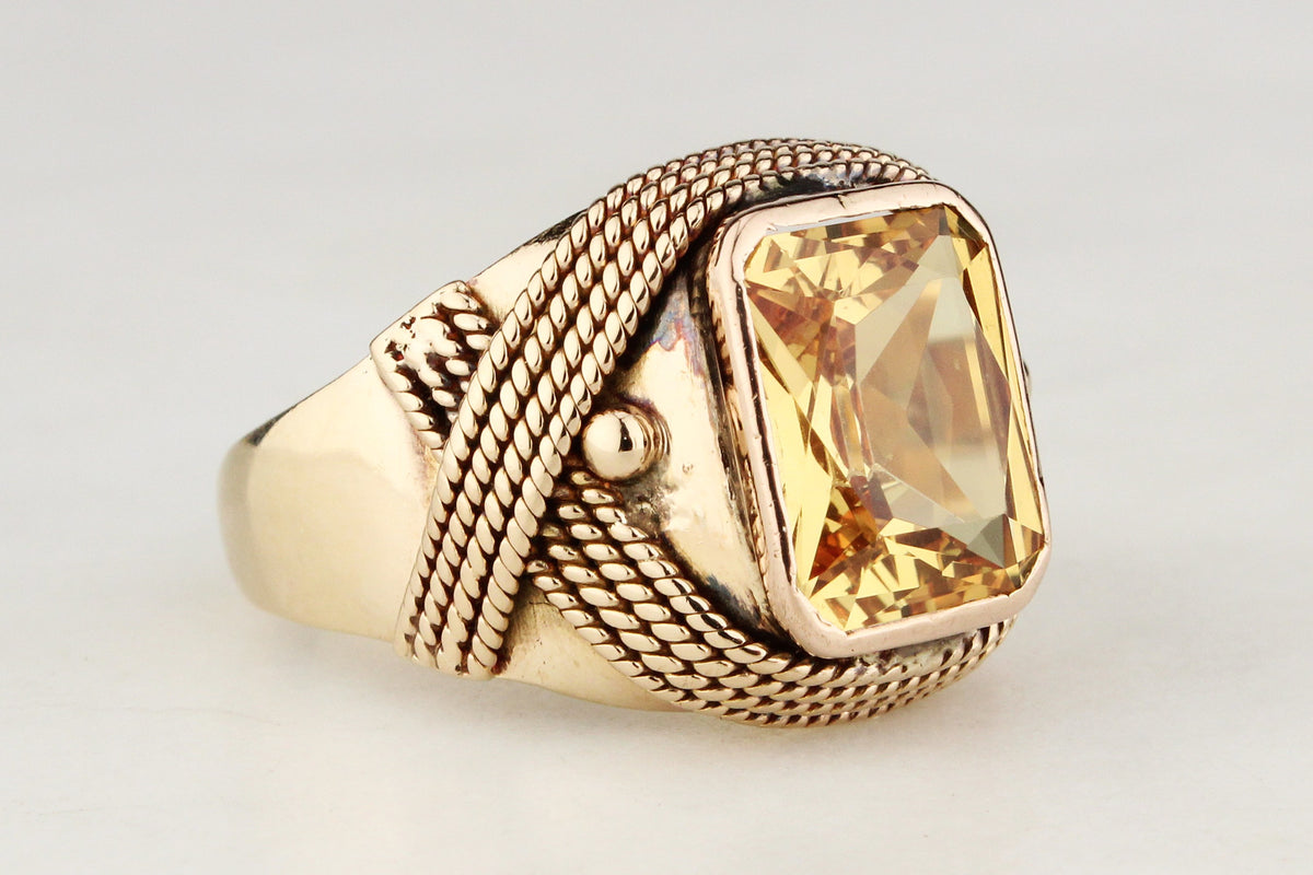 MID-CENTURY CITRINE RING 18ct GOLD