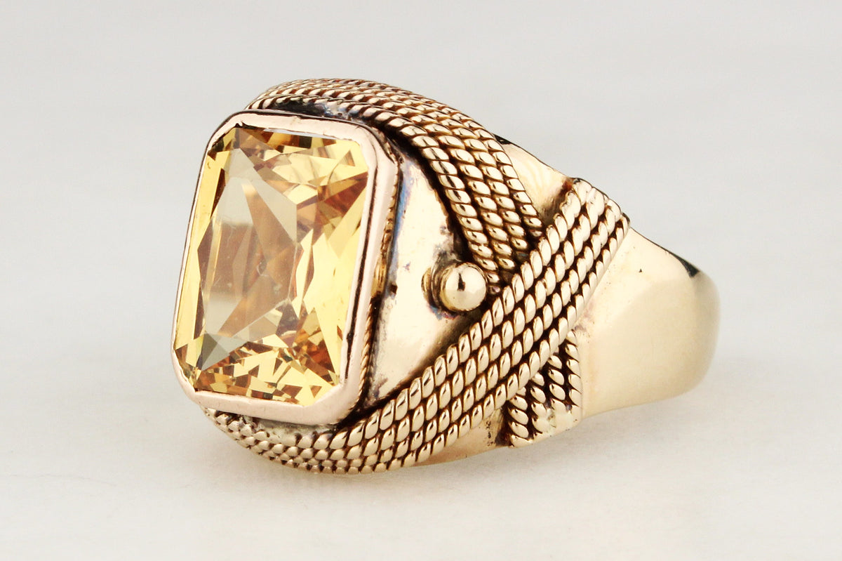 MID-CENTURY CITRINE RING 18ct GOLD