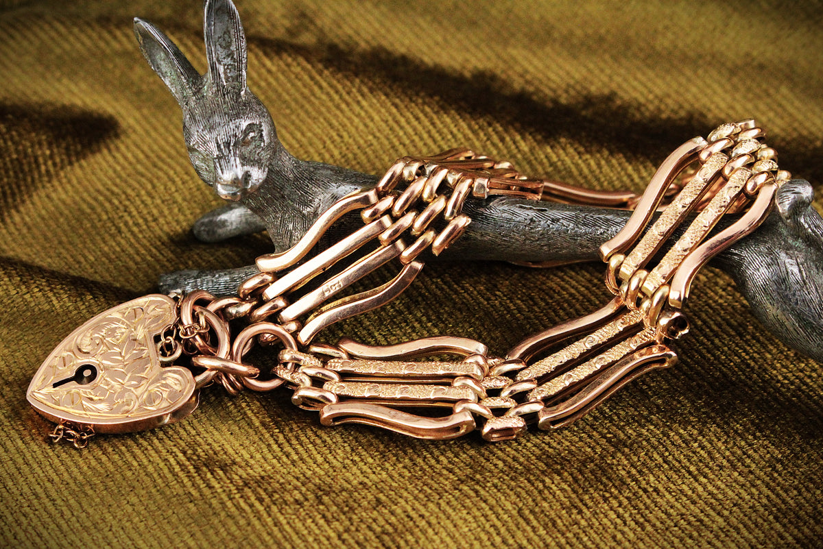 ANTIQUE EDWARDIAN GATE LINK BRACELET 9ct GOLD