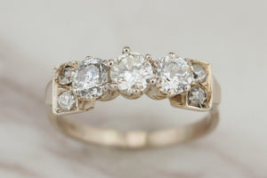 ART DECO c1930 SEVEN STONE DIAMOND RING 18ct WHITE GOLD