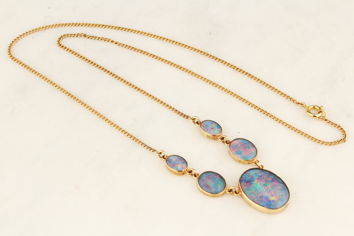 VINTAGE OPAL NECKLACE 9ct GOLD