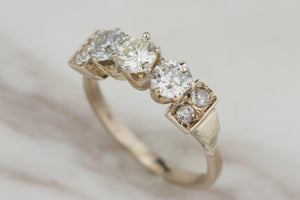 ART DECO c1930 SEVEN STONE DIAMOND RING 18ct WHITE GOLD