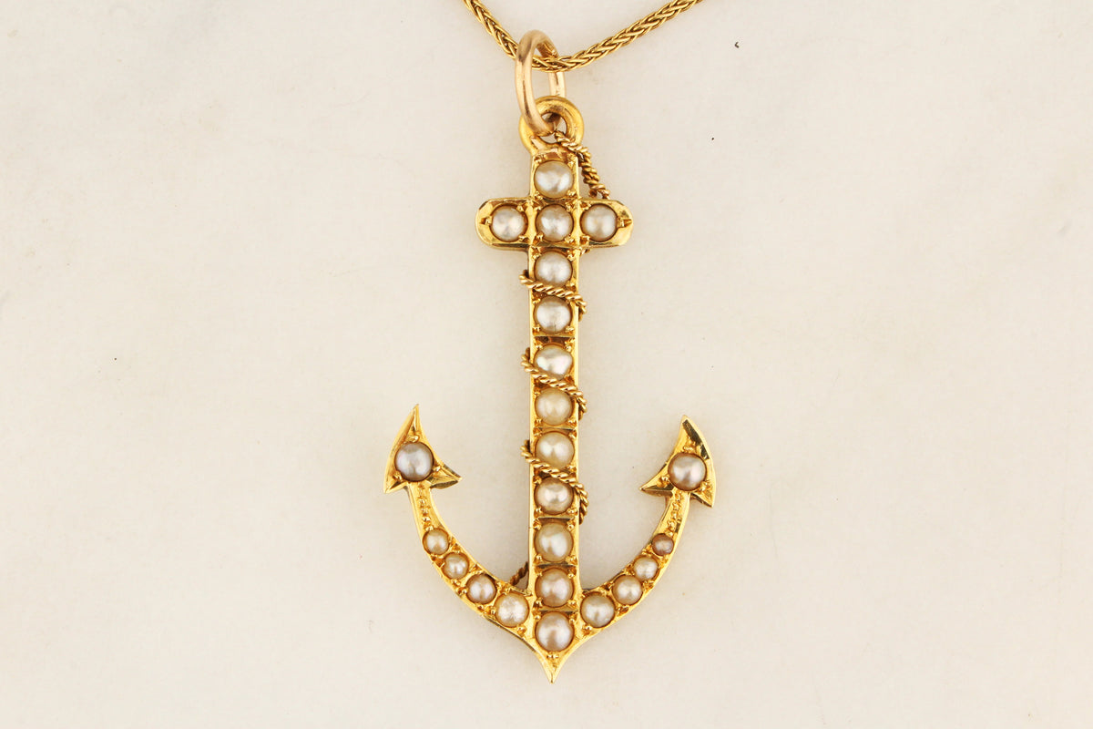 ANTIQUE AUSTRALIAN ANCHOR PENDANT 15ct GOLD