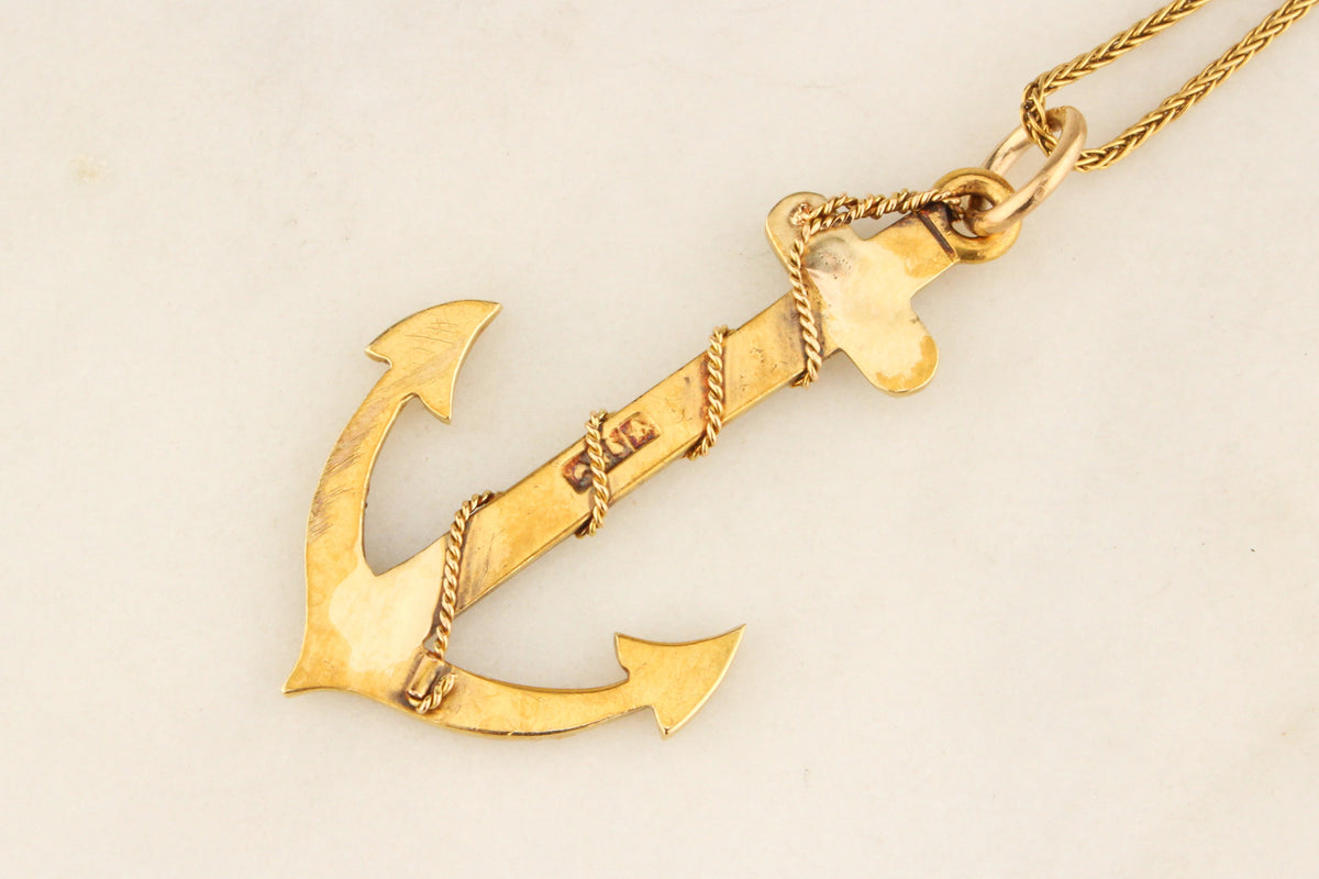 ANTIQUE AUSTRALIAN ANCHOR PENDANT 15ct GOLD