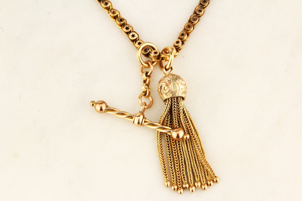 ANTIQUE SPINNING T-BAR PENDANT 9ct GOLD