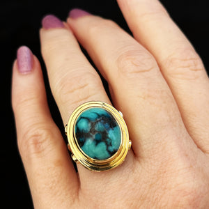 VINTAGE c1940’s TURQUOISE RING 18ct GOLD