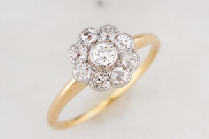 ANTIQUE EDWARDIAN .69ct DIAMOND DAISY RING 18ct GOLD & PLATINUM