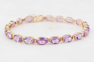 VINTAGE 13ct AMETHYST BRACELET 14ct GOLD