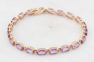 VINTAGE 13ct AMETHYST BRACELET 14ct GOLD