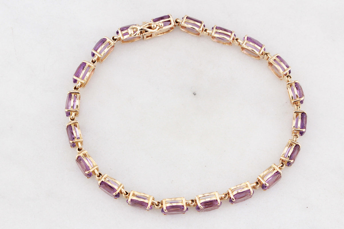 VINTAGE 13ct AMETHYST BRACELET 14ct GOLD