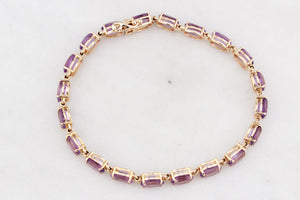 VINTAGE 13ct AMETHYST BRACELET 14ct GOLD