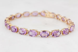 VINTAGE 13ct AMETHYST BRACELET 14ct GOLD