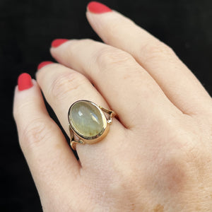 ANTIQUE EDWARDIAN c1900 CHRYSOBERYL CAT’S EYE RING 9ct GOLD