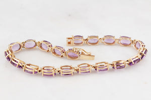 VINTAGE 13ct AMETHYST BRACELET 14ct GOLD