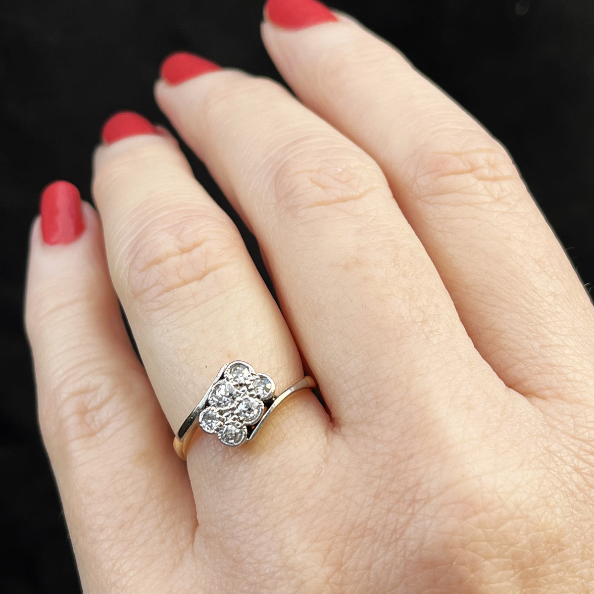 ANTIQUE EDWARDIAN c1910 SIX STONE DIAMOND RING 18ct GOLD