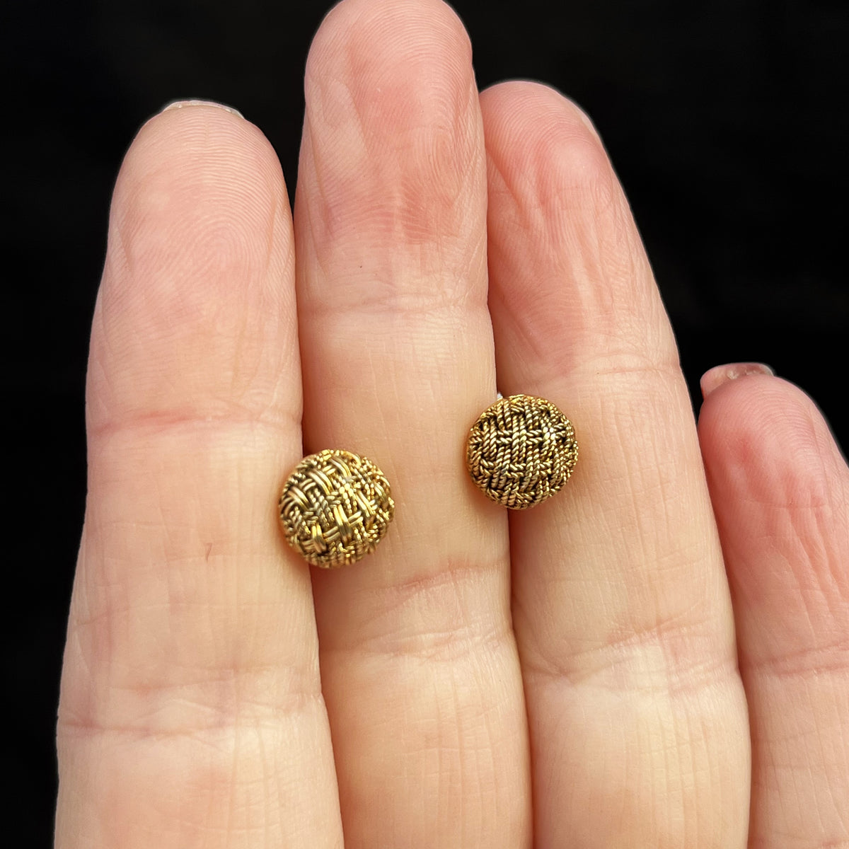 RETRO ITALIAN c1980’s EAR STUDS 18ct GOLD