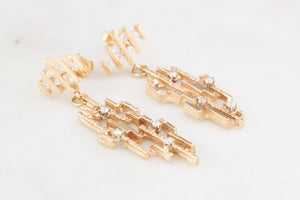 MID-CENTURY .50ct DIAMOND EARRINGS 14ct GOLD