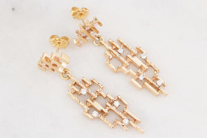 MID-CENTURY .50ct DIAMOND EARRINGS 14ct GOLD