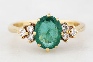 VINTAGE EMERALD & DIAMOND RING 18ct GOLD