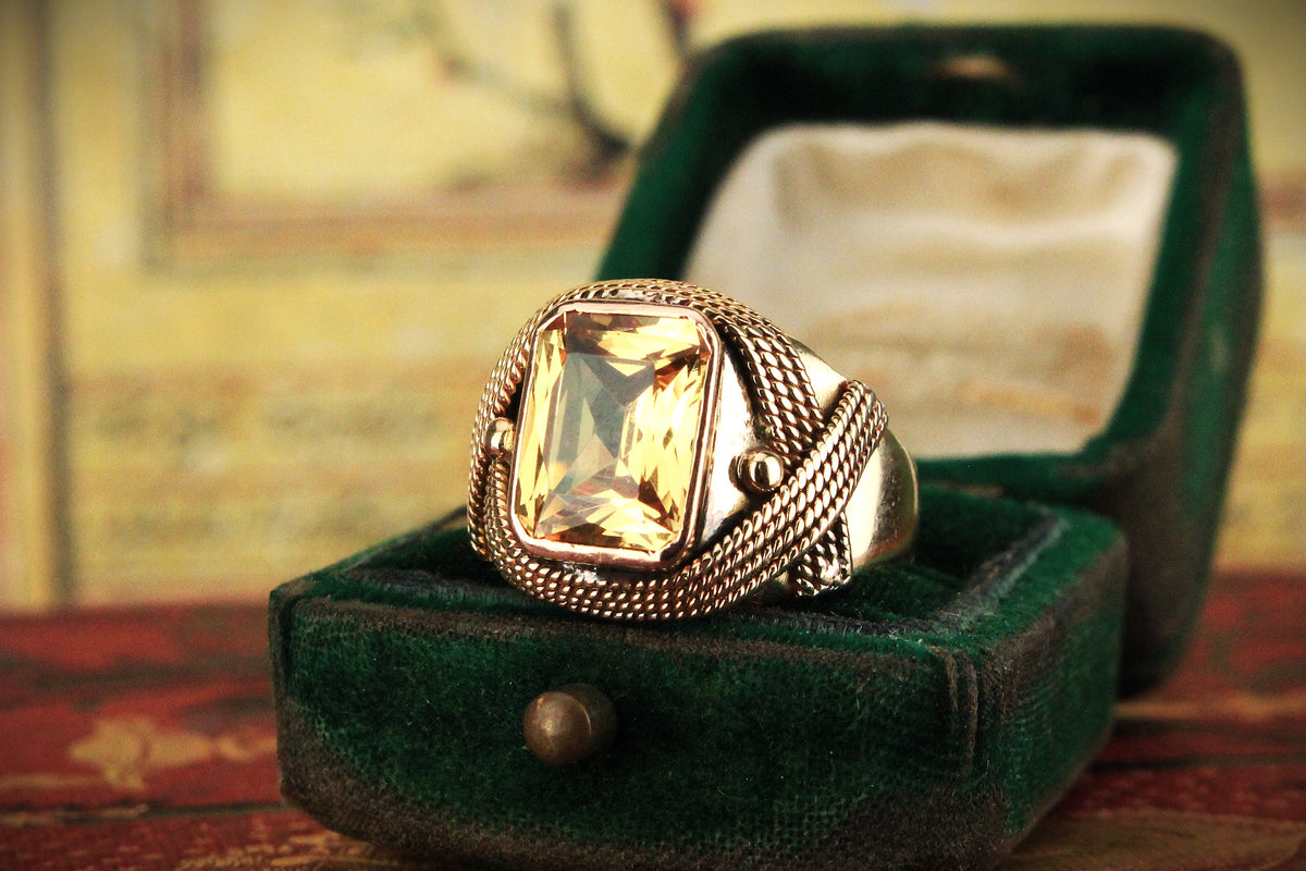 MID-CENTURY CITRINE RING 18ct GOLD